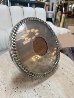 Vintage Italian Silver Plated Oval Picture Frame with Braided Border - 4705936