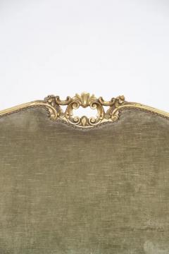 Vintage Italian Sofa in Gilded Wood and Green Velvet - 3647201