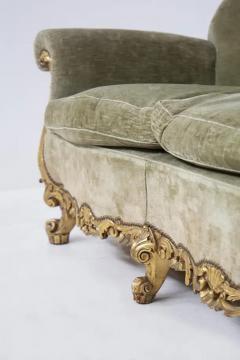 Vintage Italian Sofa in Gilded Wood and Green Velvet - 3647205