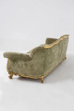 Vintage Italian Sofa in Gilded Wood and Green Velvet - 3647242