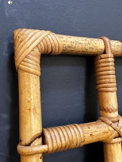 Vintage Italian Square Bamboo Wall Mirror 1980s - 3307810