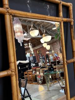 Vintage Italian Square Bamboo Wall Mirror 1980s - 3307812