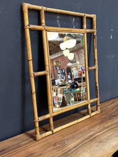 Vintage Italian Square Bamboo Wall Mirror 1980s - 3307813