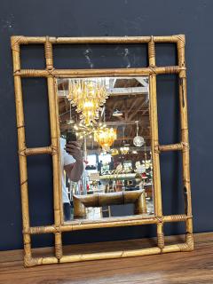 Vintage Italian Square Bamboo Wall Mirror 1980s - 3307814