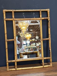 Vintage Italian Square Bamboo Wall Mirror 1980s - 3307816