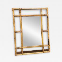 Vintage Italian Square Bamboo Wall Mirror 1980s - 3310233
