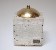 Vintage Italian Travertine and Brass Decorative Cube Box by Passeri for Ark Line - 3780182