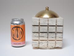 Vintage Italian Travertine and Brass Decorative Cube Box by Passeri for Ark Line - 3780186