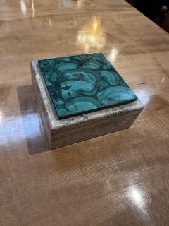 Vintage Italian Travertine and Green Marble Ashtray 1990s - 3419138
