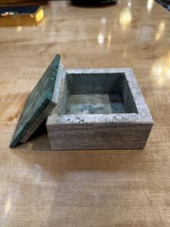 Vintage Italian Travertine and Green Marble Ashtray 1990s - 3419139