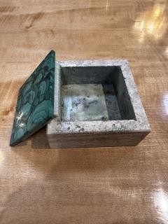 Vintage Italian Travertine and Green Marble Ashtray 1990s - 3419140