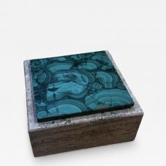 Vintage Italian Travertine and Green Marble Ashtray 1990s - 3419377