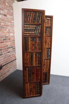 Vintage Italian Trompe Loeil Leather Book Library Folding Screen by Sarreid - 4380482