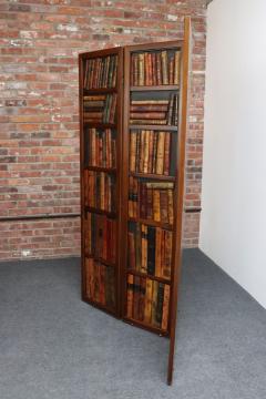 Vintage Italian Trompe Loeil Leather Book Library Folding Screen by Sarreid - 4380483