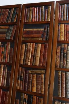 Vintage Italian Trompe Loeil Leather Book Library Folding Screen by Sarreid - 4380488