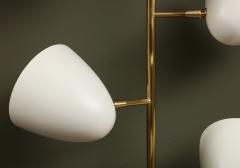 Vintage Italian Wall Sconce with Brass Accents and Ivory Cone Shaped Shades - 2960784