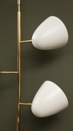 Vintage Italian Wall Sconce with Brass Accents and Ivory Cone Shaped Shades - 2960785