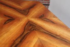 Vintage Italian Walnut Parsons Style Chevron Dining Table with Two Leaves - 3271230