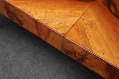 Vintage Italian Walnut Parsons Style Chevron Dining Table with Two Leaves - 3271231