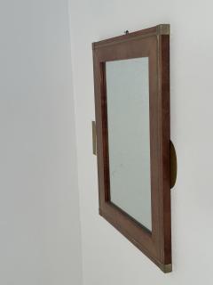 Vintage Italian Wood Brass Wall Mirror 1980s - 3636550