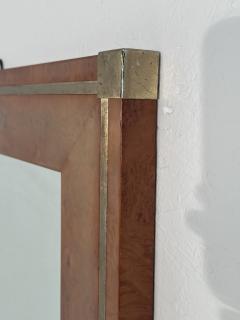 Vintage Italian Wood Brass Wall Mirror 1980s - 3636551