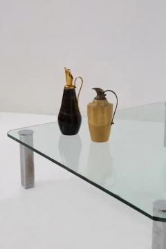 Vintage Italian glass coffee table with metal feet - 3699015