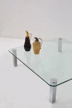 Vintage Italian glass coffee table with metal feet - 3699019