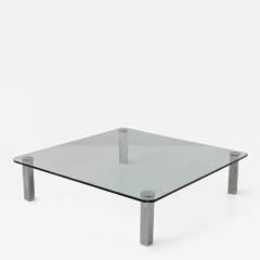 Vintage Italian glass coffee table with metal feet - 3700817