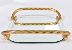 Vintage Italian mirrored tray with brass handles - 1279759