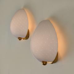 Vintage Italian polka dot white Murano cruved wall lights - 4615773