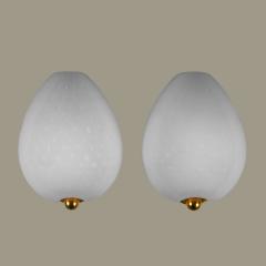Vintage Italian polka dot white Murano cruved wall lights - 4615775