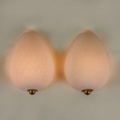 Vintage Italian polka dot white Murano cruved wall lights - 4615777