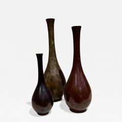 Vintage Japanese Bud Vases Patinated Brass Set of Three - 3720231