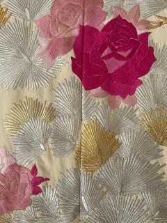 Vintage Japanese Ceremonial Wedding Kimono with Embroidery Designs - 3664123