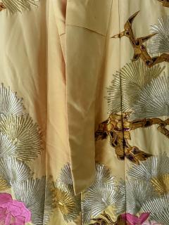 Vintage Japanese Ceremonial Wedding Kimono with Embroidery Designs - 3664126