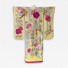 Vintage Japanese Ceremonial Wedding Kimono with Embroidery Designs - 3664835