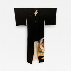 Vintage Japanese Formal Black Silk Kimono - 1552907