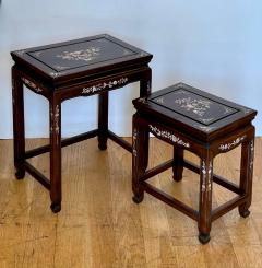 Vintage Japanese Mother of Pearl Inlaid Rosewood Nesting Tables - 1999867