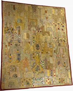 Vintage Kutch Embroidered Textile 83x103 India - 4237518