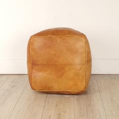 Vintage Leather Square Footstool circa 1970 - 3879351