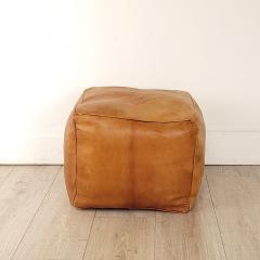 Vintage Leather Square Footstool circa 1970 - 3879352