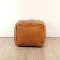 Vintage Leather Square Footstool circa 1970 - 3879353