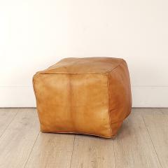 Vintage Leather Square Footstool circa 1970 - 3879356