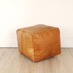 Vintage Leather Square Footstool circa 1970 - 3879357