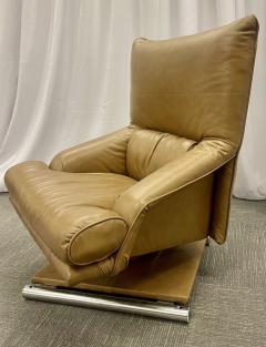 Vintage Leather Swivel Lounge Chair With Ottoman Percival Lafer Style Steel - 2917402