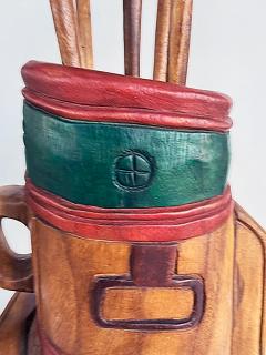 Vintage Life sized Carved Wood Set of Golf Clubs Sculpture and Bag - 4557835