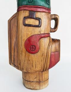 Vintage Life sized Carved Wood Set of Golf Clubs Sculpture and Bag - 4557847