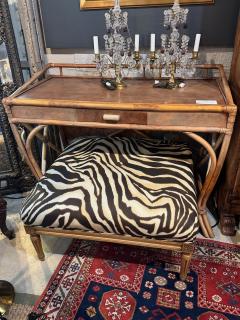 Vintage Louis XVI Ottoman in Clarence House Zebra Linen - 4269633