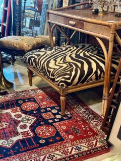 Vintage Louis XVI Ottoman in Clarence House Zebra Linen - 4269635