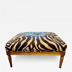 Vintage Louis XVI Ottoman in Clarence House Zebra Linen - 4270241